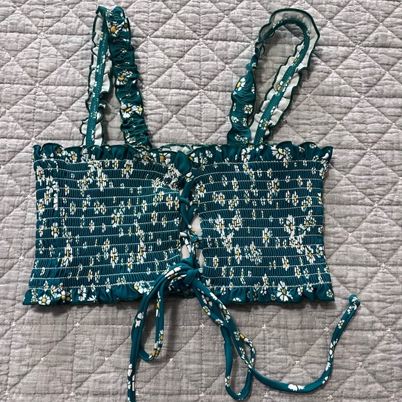 ZAFUL Flower Drawstring Cutout String Bikini Top - Picture 3 of 6